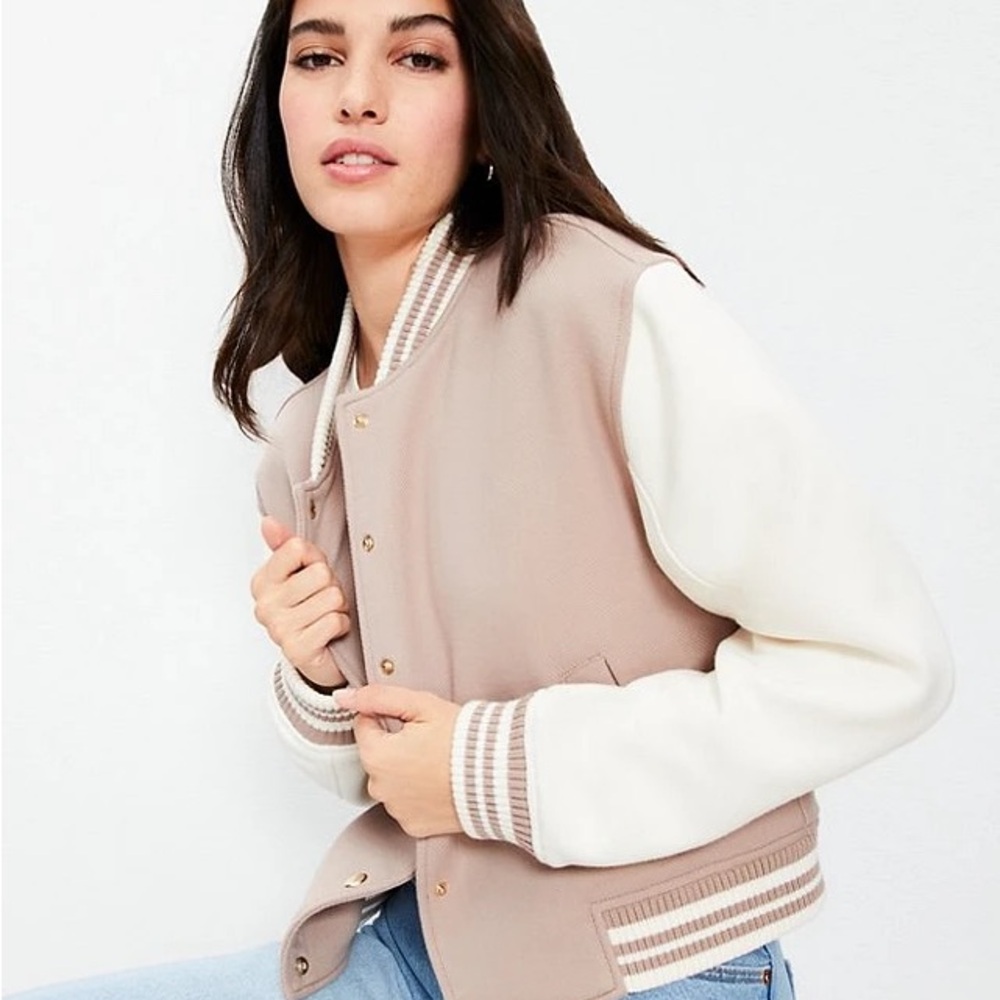 LOFT Colorblock Twill Bomber Jacket